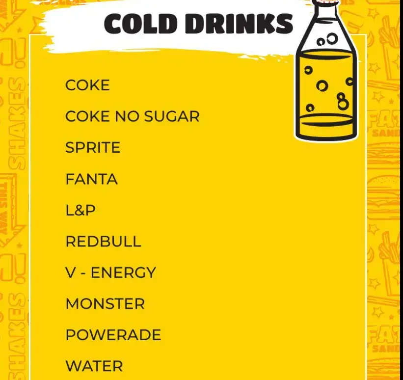The Fat Brother Cold Drinks Menu
