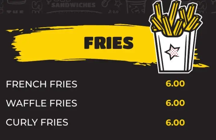 The Fat Brother Fries Menu